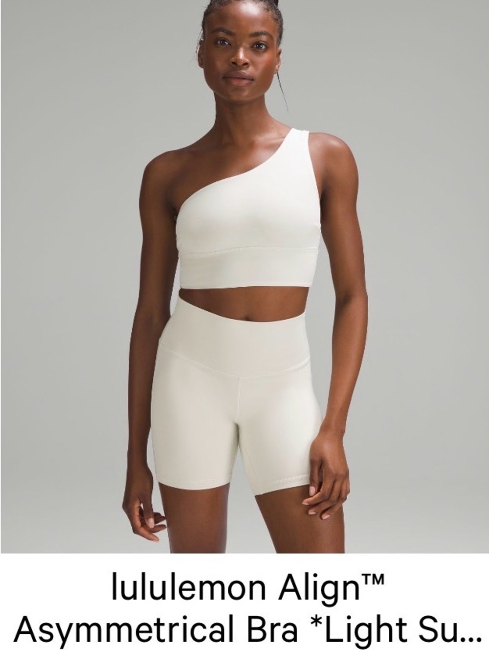 lululemon asymmetrical one-shoulder bra in light sand